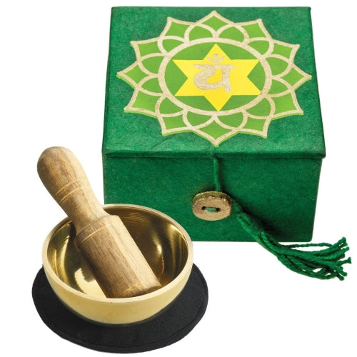 Mini Caja de Cuenco de Meditación: Chakra del Corazón de 2" - DZI (Meditación)