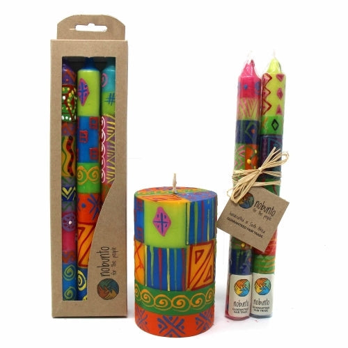 Velas cónicas altas pintadas a mano - Tres en caja - Shahida Design