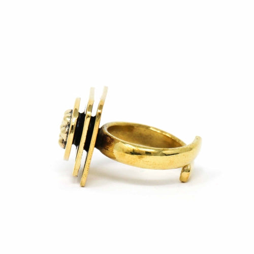 Anillo ajustable de latón floral abstracto