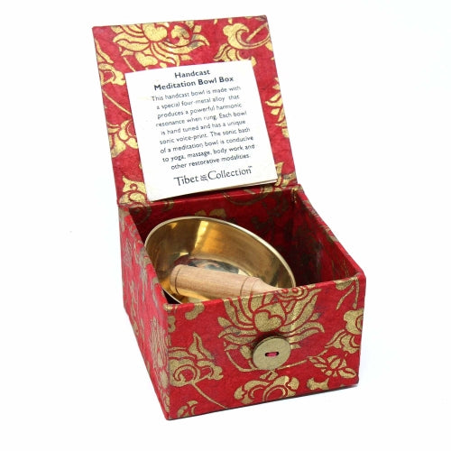 Caja de Cuenco de Meditación: Loto Rojo de 3'' - DZI (Meditación)