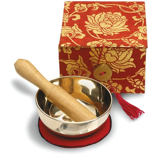 Caja de Cuenco de Meditación: Loto Rojo de 3'' - DZI (Meditación)