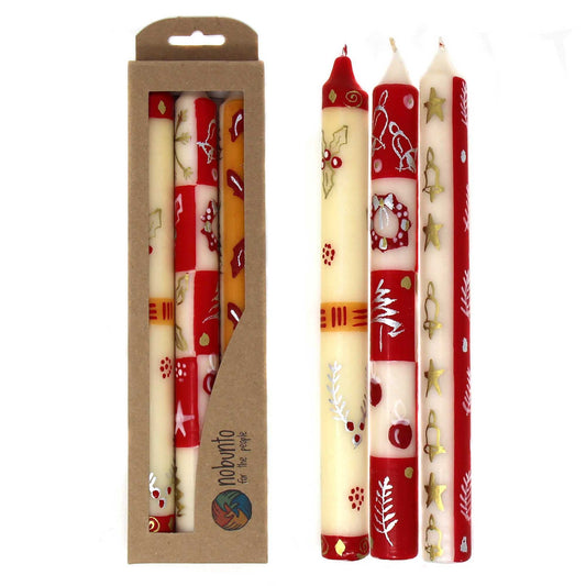 Velas Altas Pintadas a Mano - Tres en Caja - Kimeta Design - Nobunto