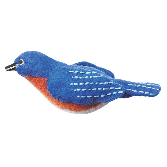Adorno de jardín de pájaros de fieltro - Pájaro azul - Lanas salvajes