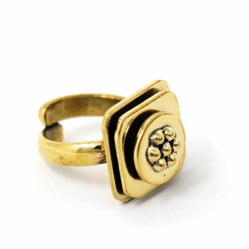 Anillo ajustable de latón floral abstracto