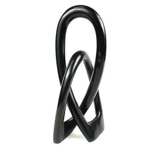Hand-crafted Soapstone Sculpture - Lovers Knot 10" Tall- Black