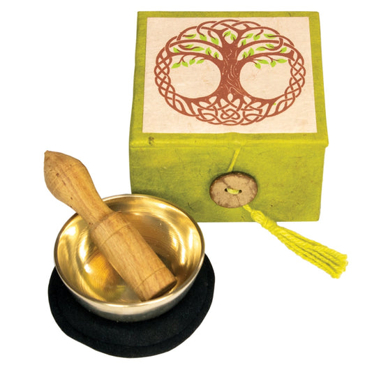 Mini cuenco de meditación en caja del árbol de la vida de papel Lotka hecha a mano