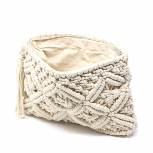 Clutch Macrame con Borla- Crema