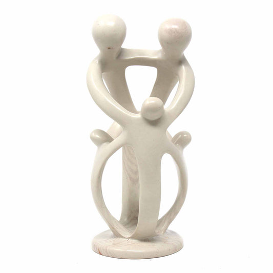 Escultura familiar de esteatita natural de 10 pulgadas de alto - 2 padres 3 hijos - Smolart