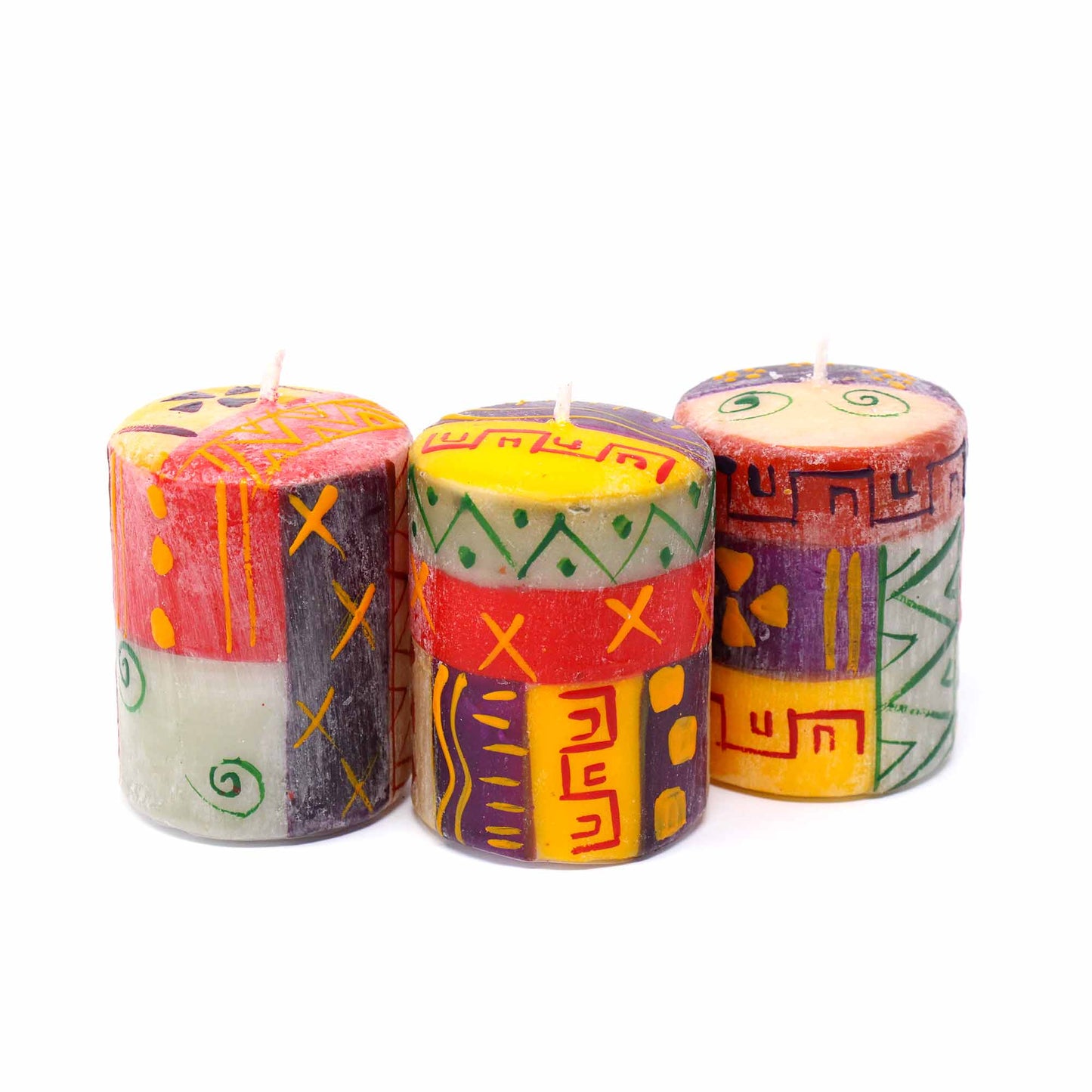 Juego de Tres Velas en Caja Pintadas a Mano - Indaeuko Design - Nobunto