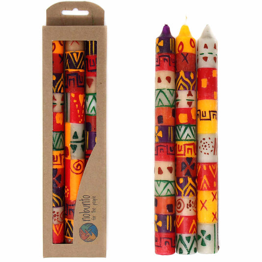 Juego de Tres Velas Altas en Caja Pintadas a Mano - Indaeuko Design - Nobunto