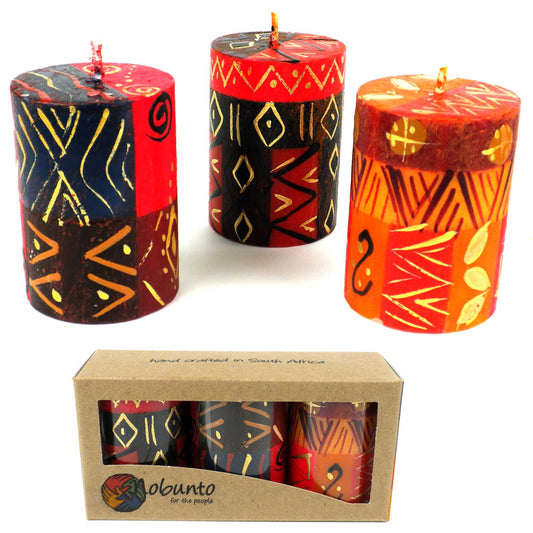 Juego de Tres Velas en Caja Pintadas a Mano - Bongazi Design - Nobunto