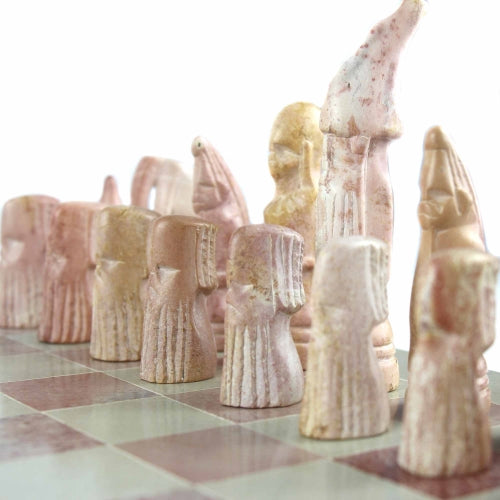 Juego de ajedrez Maasai de esteatita tallada a mano - Tablero de 14" - SMOlart