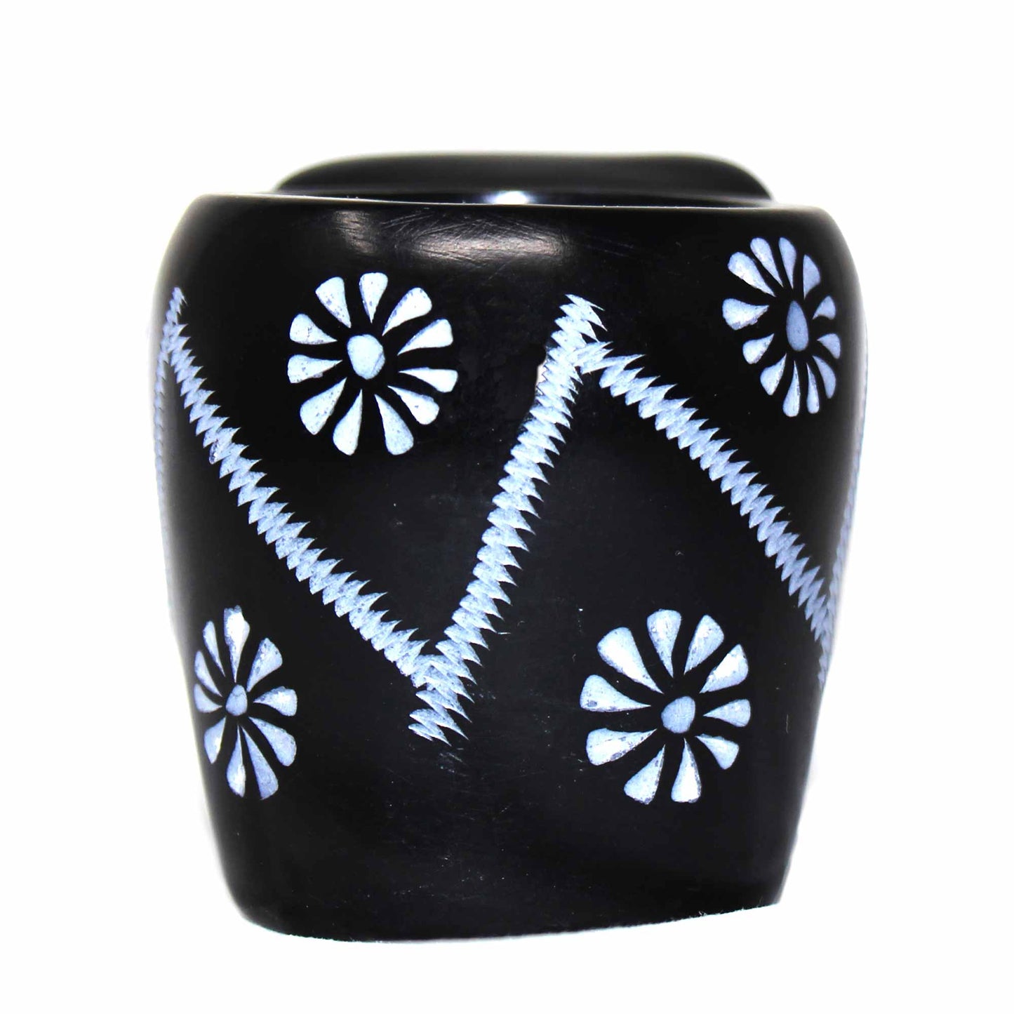 Luz de té de esteatita elefante - Acabado negro con diseño grabado